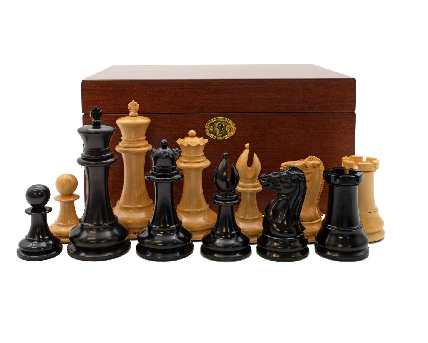 1849 Staunton Reproduction Chess Pieces and Mahogany Box