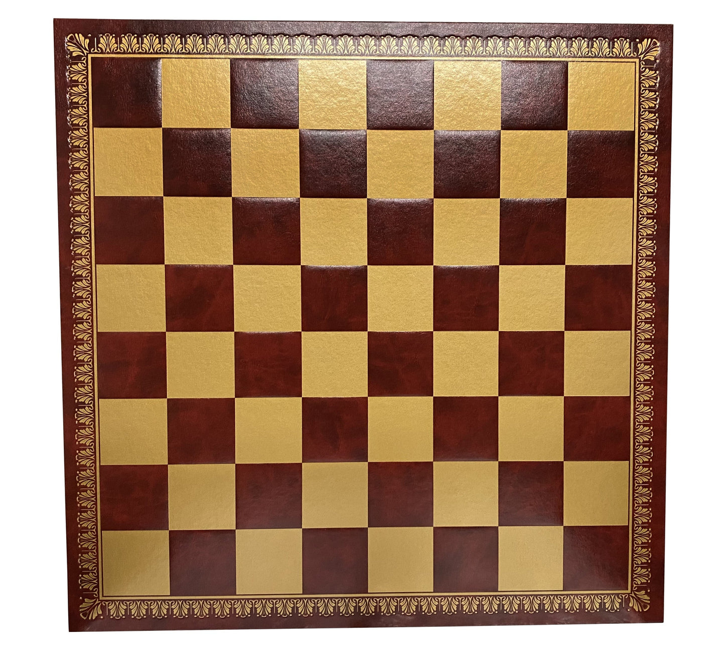 18" Italian Rosso Eco Leather Chess Board - Official Staunton™