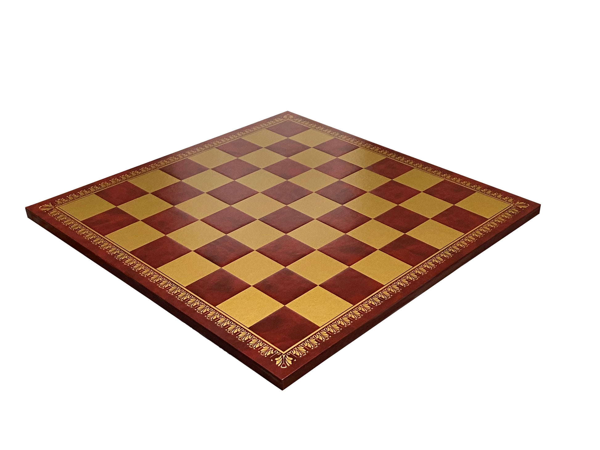 18" Italian Rosso Eco Leather Chess Board - Official Staunton™