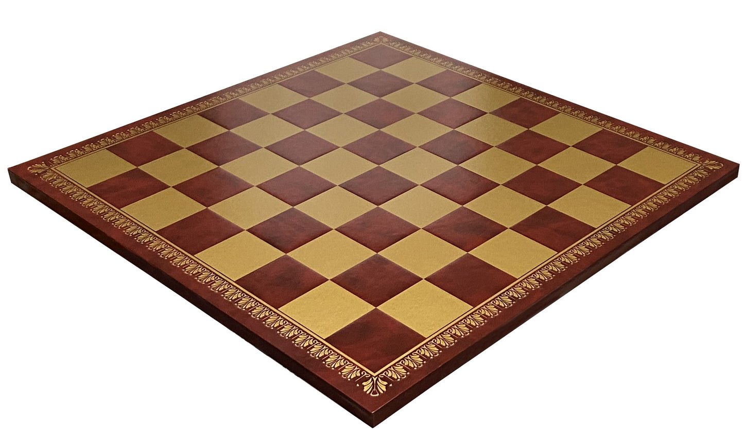 18" Italian Rosso Eco Leather Chess Board - Official Staunton™