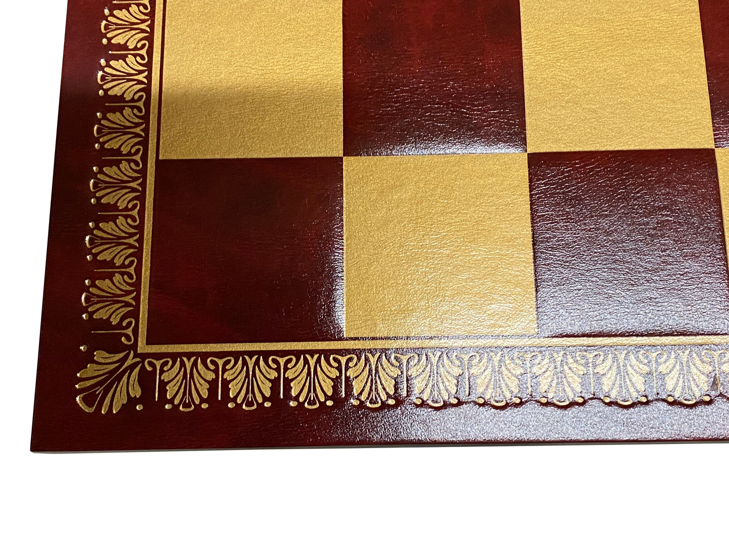 18" Italian Rosso Eco Leather Chess Board - Official Staunton™