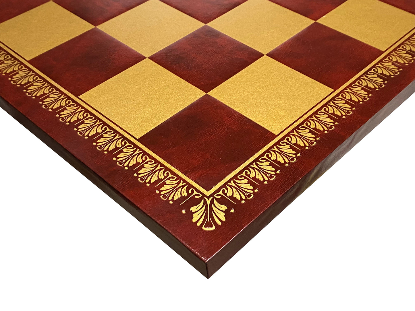 18" Italian Rosso Eco Leather Chess Board - Official Staunton™