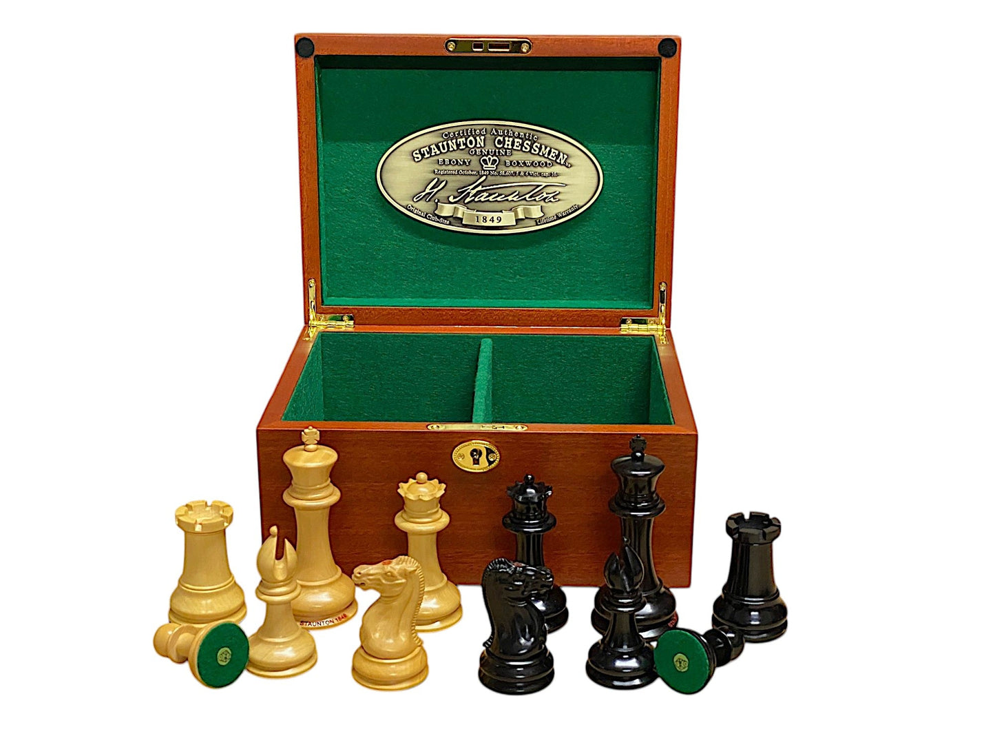 1849 Staunton Reproduction Chess Pieces and Mahogany Box