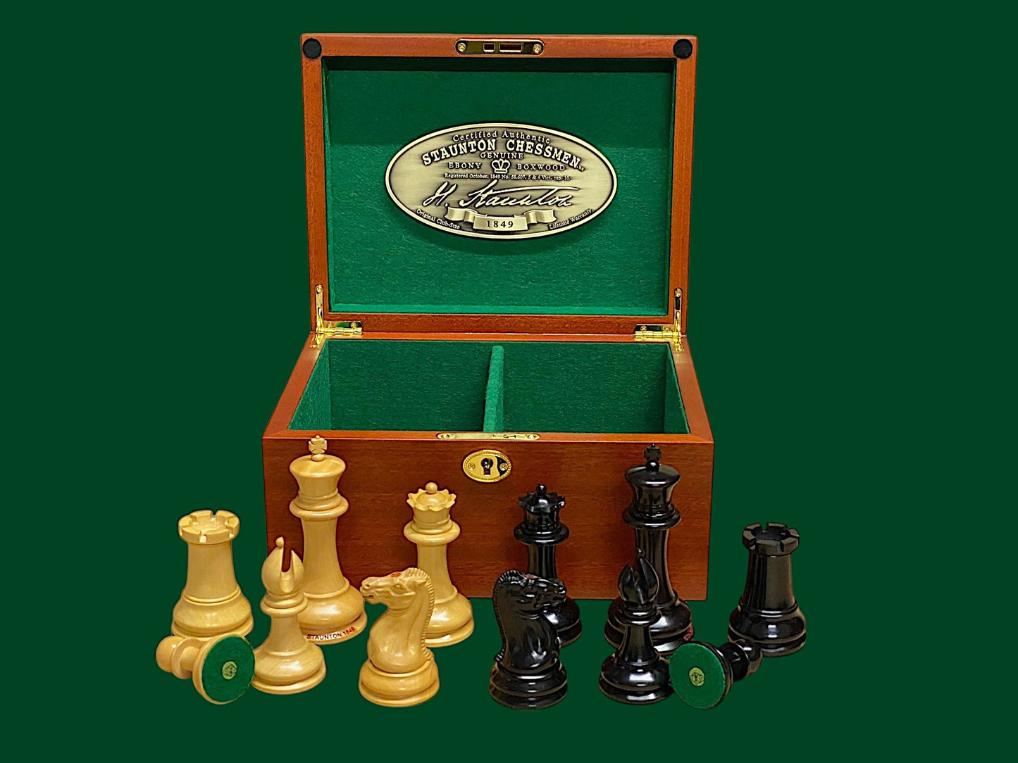 1849 Staunton Reproduction Chess Pieces and Mahogany Box