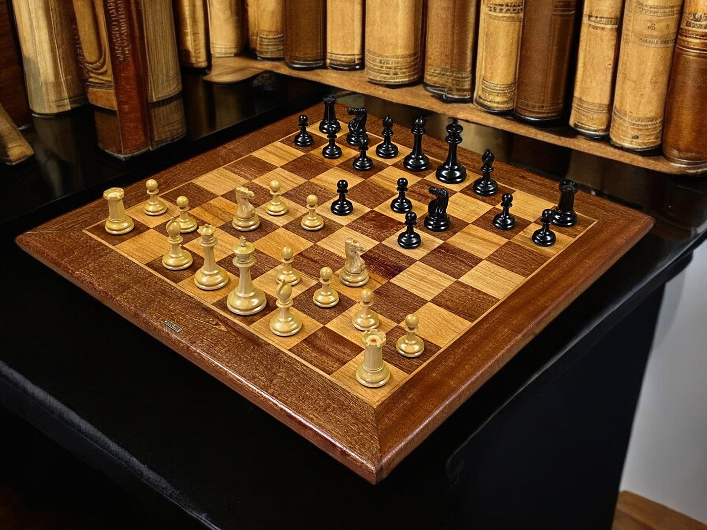 1862 Chessmen, Handmade Mahogany Antique Style Board and Mahogany Box