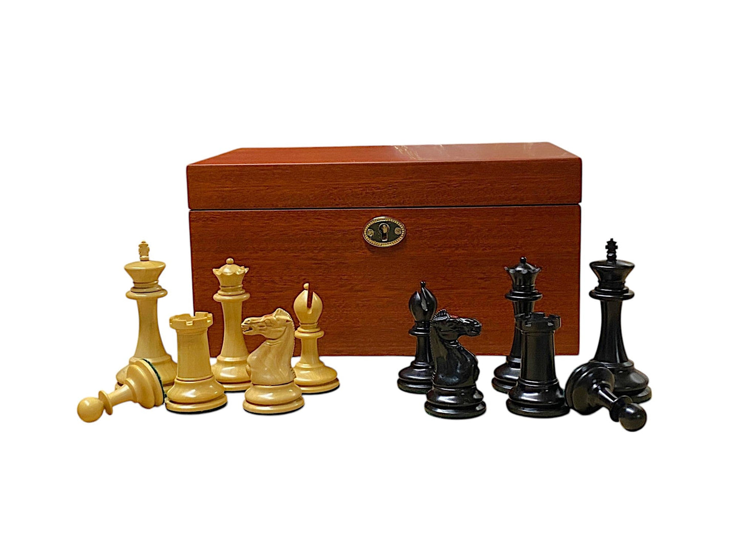 1862 Reproduction Chess Pieces and Mahogany Box