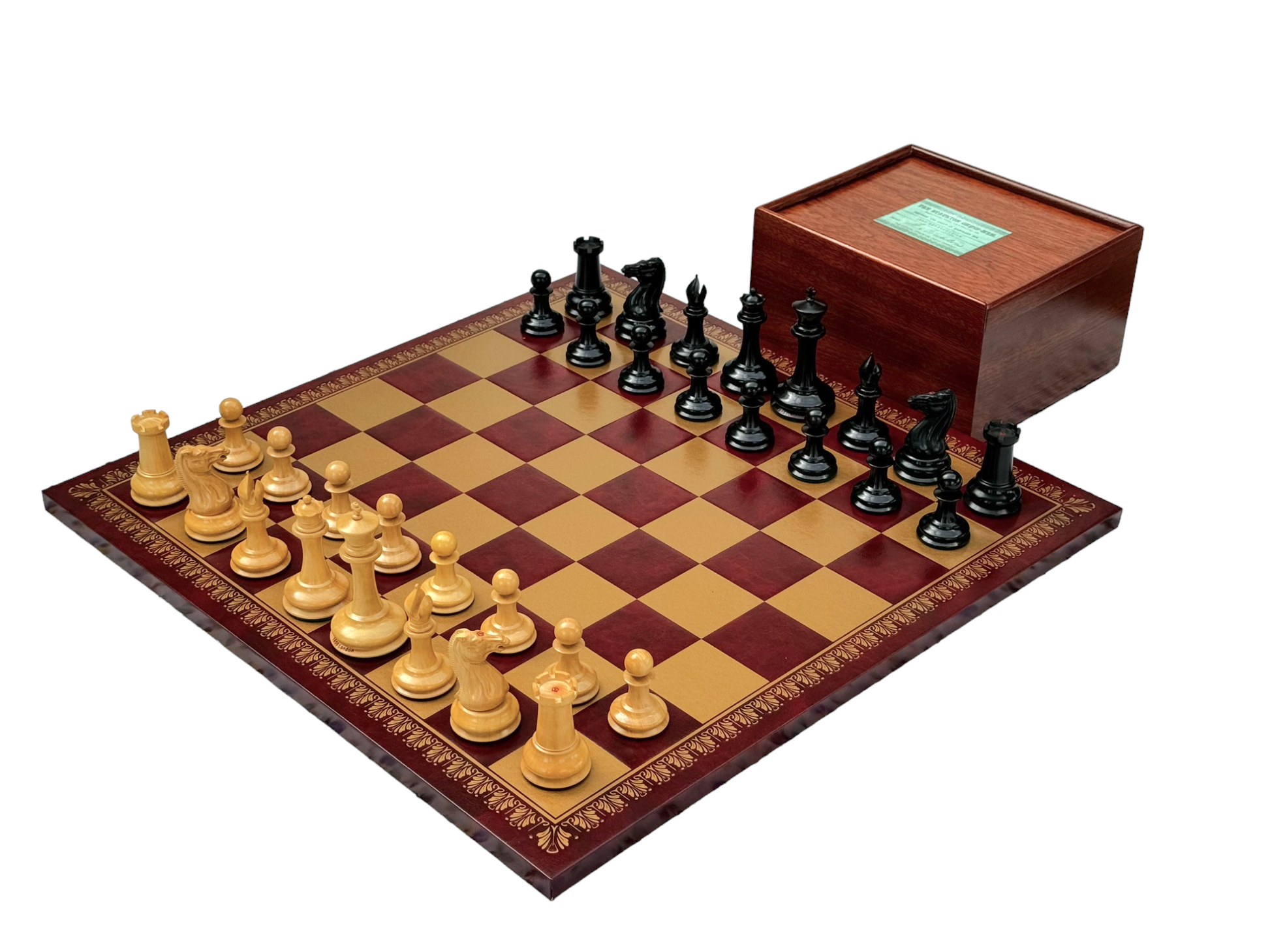 1850 London Chessmen Italian Retro Chessboard and Slide Top Box - Official Staunton™