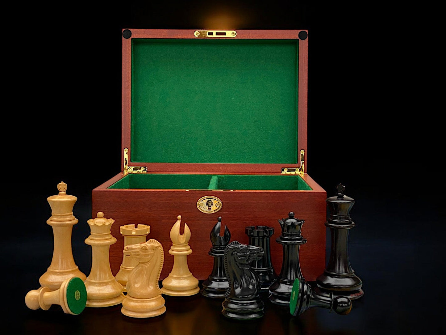 1849 Staunton Reproduction Chess Pieces and Mahogany Box