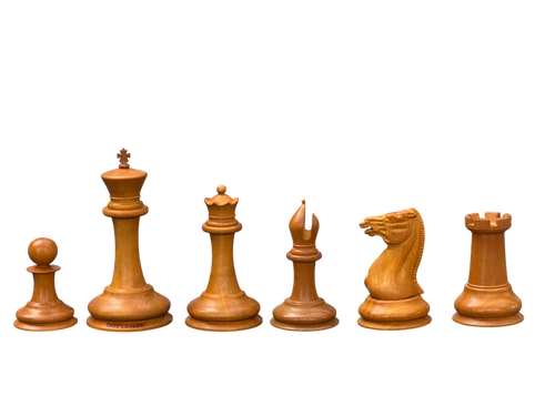 1850 London 3.5" Antique Boxwood Ebony Chessmen and Mahogany Slide Box