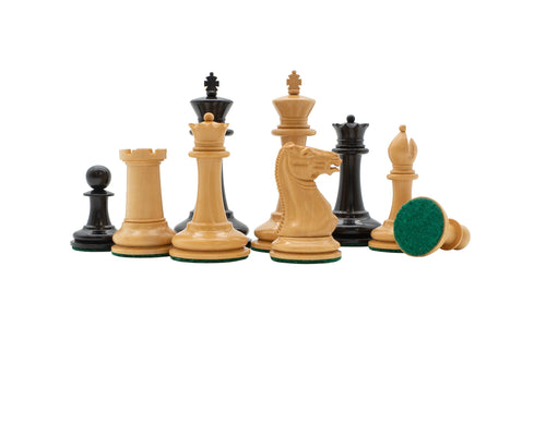 3.5" Cooke Chess Pieces and Mahogany Box