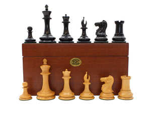 Leuchars Cooke Chess Pieces and Mahogany Box