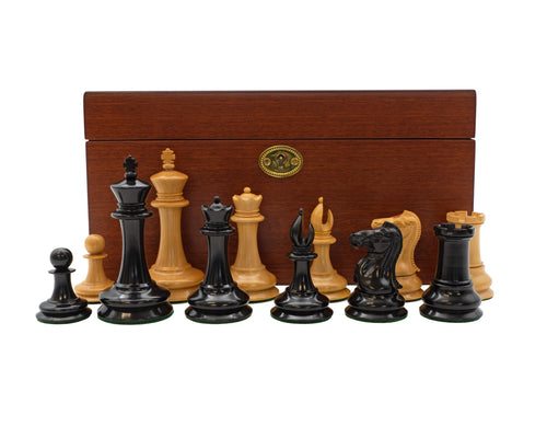 Leuchars Cooke Chess Pieces and Mahogany Box