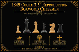 1849 Cooke 3.5" Reproduction Boxwood Chessmen