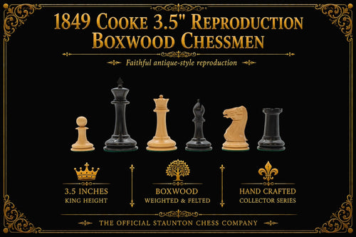 1849 Cooke 3.5" Reproduction Boxwood Chessmen