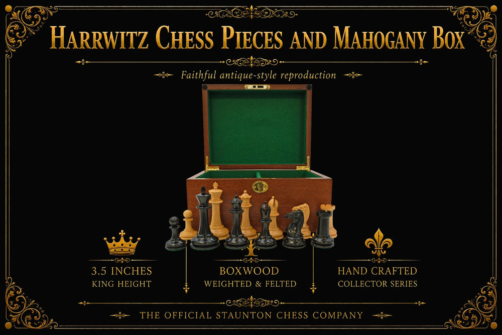 Harrwitz Chess Pieces and Mahogany Box