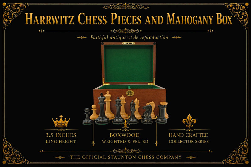 Harrwitz Chess Pieces and Mahogany Box