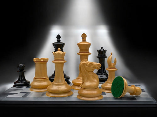 Leuchars Cooke Chess Pieces and Mahogany Box
