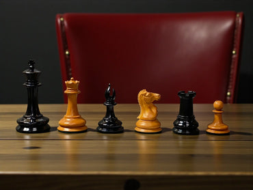 Antique Leuchars Cooke Chessmen and Mahogany Box