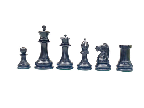 4.4" 1850 Staunton Boxwood & Ebony Chessmen with Deluxe Mahogany Box