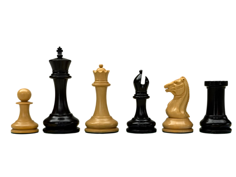 4.4" Morphy Cooke Ebony Chessmen & Mahogany Box