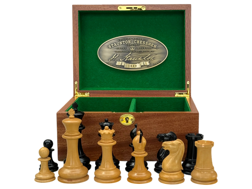 1849 Staunton Reproduction Chess Pieces and Mahogany Box