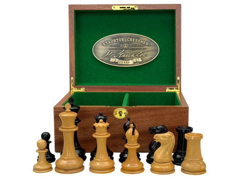 1849 Staunton Reproduction Chess Pieces and Mahogany Box