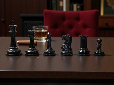 3.5" Antique 1849 Cooke Staunton Chessmen with Mahogany Box