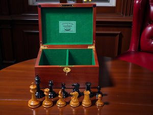 Antique Leuchars Cooke Chessmen and Mahogany Box