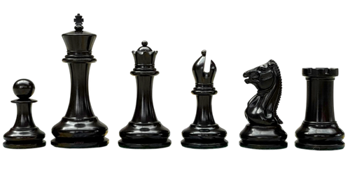 4.4" Morphy Cooke Ebony Chessmen & Mahogany Box