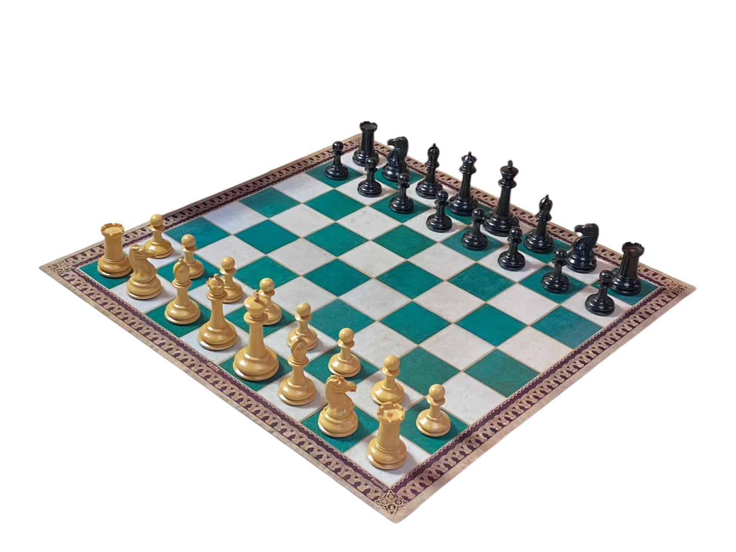 Harrwitz 3.5" Chess Set with Box & Carton Pierre Roll-Up Board