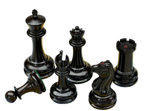 4.4" Morphy Cooke Ebony Chessmen & Mahogany Box