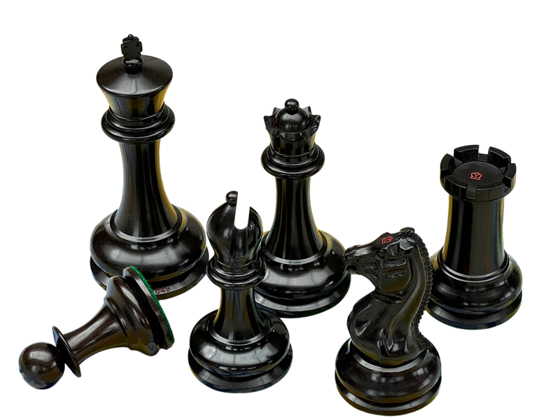 4.4" Morphy Cooke Ebony Chessmen & Mahogany Box