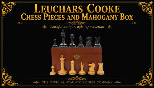 Leuchars Cooke Chess Pieces and Mahogany Box